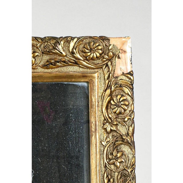 Mirror gilded pinstripe wood frame to be restored on a corner italy late 1800s, art nouveau category mirrors style art...