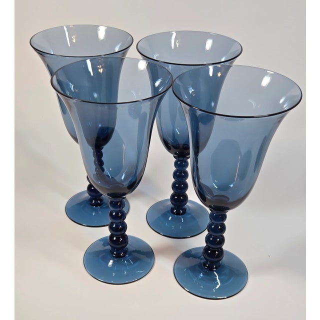 1970s Vintage Candlewick Blue Goblet- Set of Four For Sale - Image 5 of 10