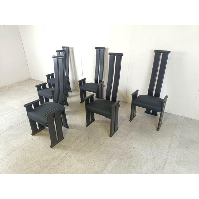 1970s Postmodern High-Back Dining Chairs in the style of Vico Magistretti, 1970s, Set of 6 For Sale - Image 5 of 10