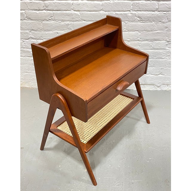 1960s Mid Century Modern Handcrafted Caned Teak Cabinet / Entryway Table For Sale - Image 9 of 10