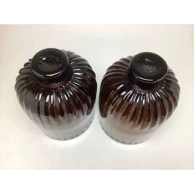 Late 20th Century Fabulous Pair of Jan Barboglio 29” Tall Iron and Amber Glass Hurricanes For Sale - Image 12 of 12