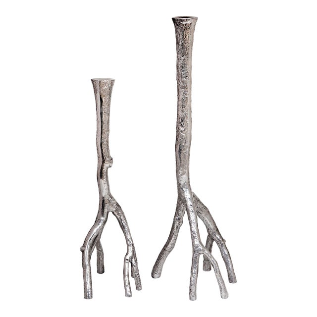 Micheal Aram Candlesticks Branch Motif- a Pair For Sale