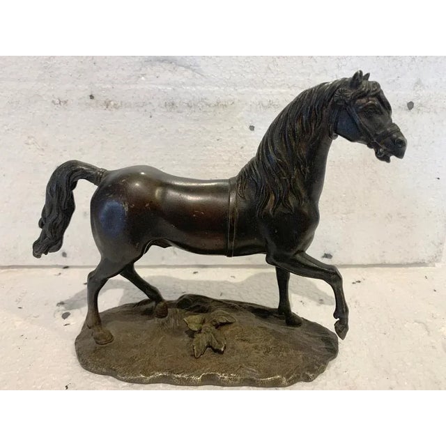 Bronze Horse with Brown Patina on Base, 20th Century For Sale - Image 12 of 12