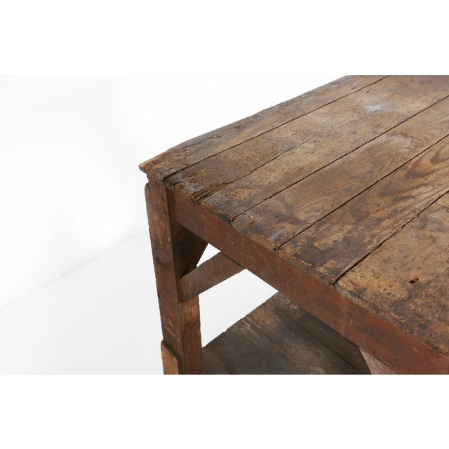 Wood French Industrial Console Table in Wood, 1920s For Sale - Image 7 of 18