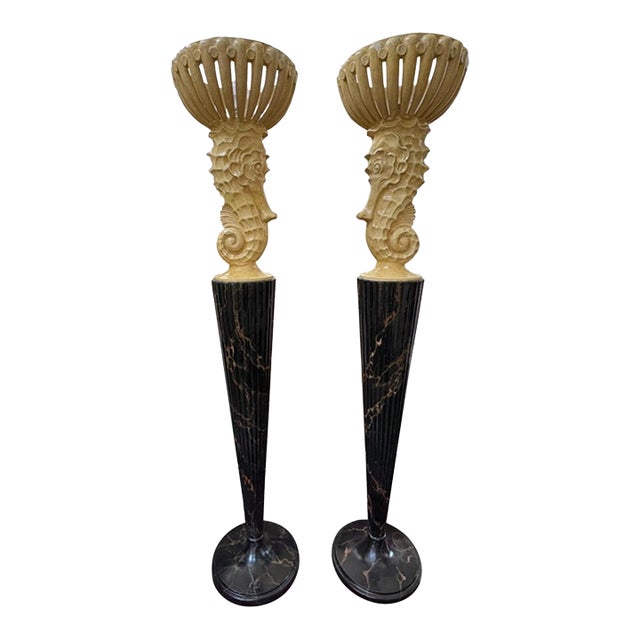 1940s French Serge Roche Attributed Seahorse Torchieres - a Pair For Sale