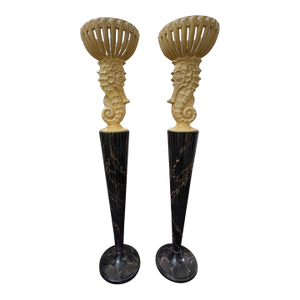 1940s French Serge Roche Attributed Seahorse Torchieres - a Pair