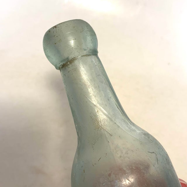 Late 19th Century Victorian Aqua Glass Round Bottom Bottle For Sale - Image 10 of 12