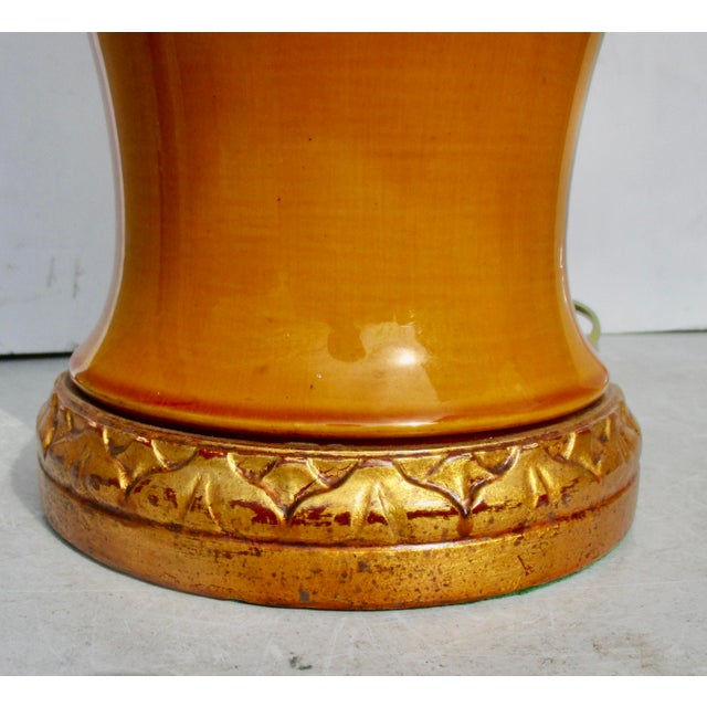 Late 19th Century Antique Chinese Mustard Glazed Vase Lamp For Sale - Image 5 of 8