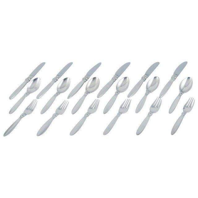 Georg Jensen Cactus. A six-person lunch set in sterling silver. Comprising six long-handled lunch knives, six lunch forks,...