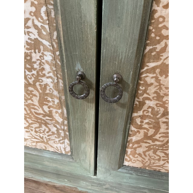 Late 20th Century Rustic European Style Painted Wood Hutch Cabinet With Decorative Panels For Sale - Image 17 of 17