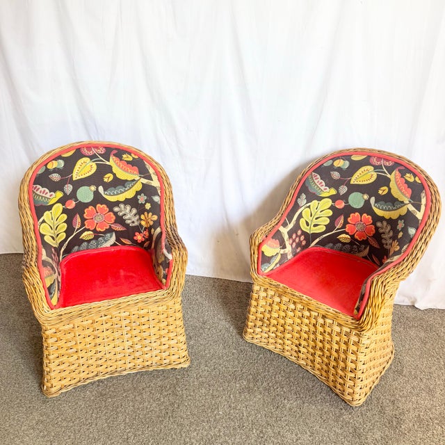 Vintage Boho Chic Wicker Lounge Chairs - A Pair For Sale In Miami - Image 6 of 9