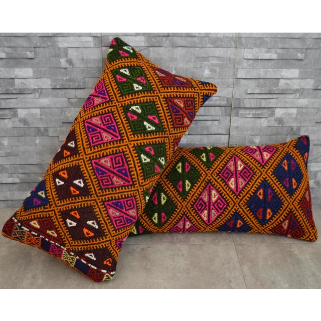 Vintage Turkish Kilim Rug Pillow Covers A Pair Chairish