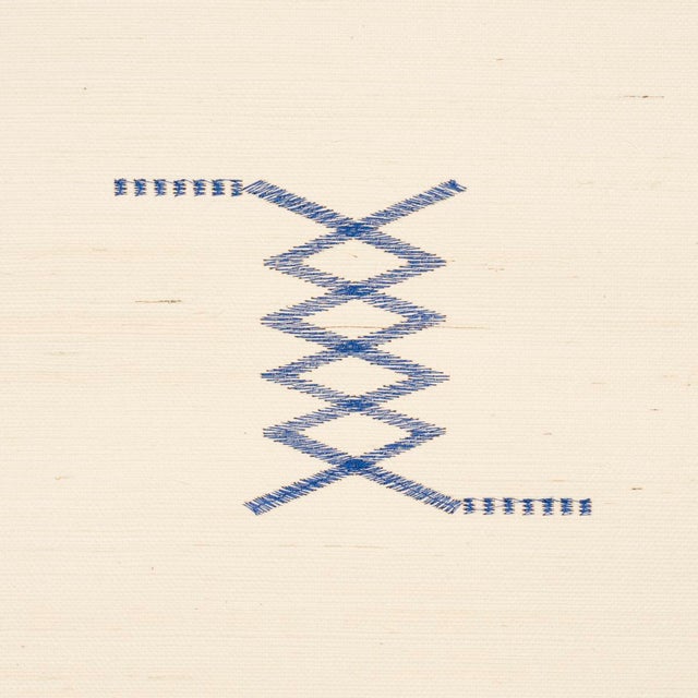 Contemporary SAMPLE - Schumacher x A Rum Fellow Kin Sisal Embroidery Wallpaper In Ink On Ivory For Sale - Image 3 of 5