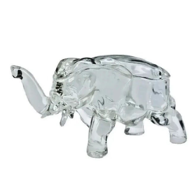 1930s Vintage 1930s Co-Operative Flint Glass Co. Clear Elephant Figural Covered Box For Sale - Image 5 of 9