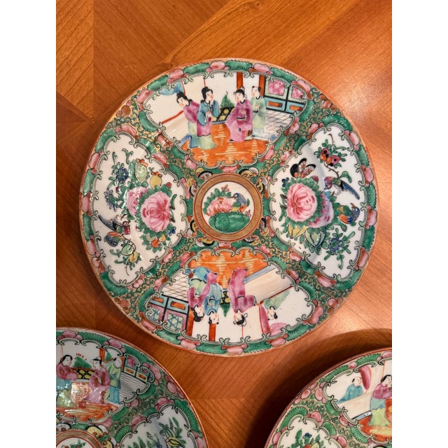 Ceramic Vintage Set of 7 Famille Rose Plates For Sale - Image 7 of 11