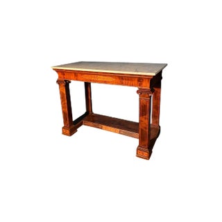 19th Century French Charles X Carrara Marble Top Console Tables, Set of 2 For Sale