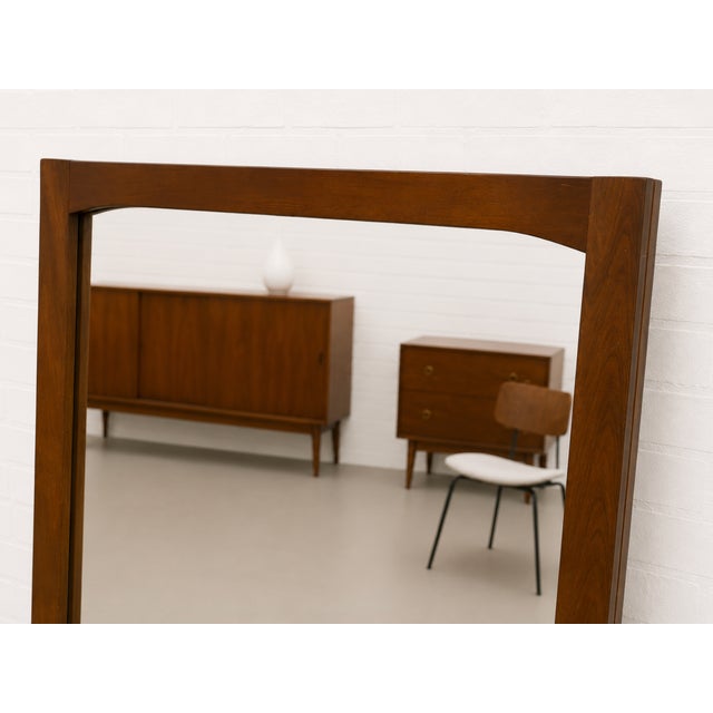 Wood Mid Century Modern Walnut Mirror, 1960s — Scandinavian Design, For Sale - Image 7 of 10