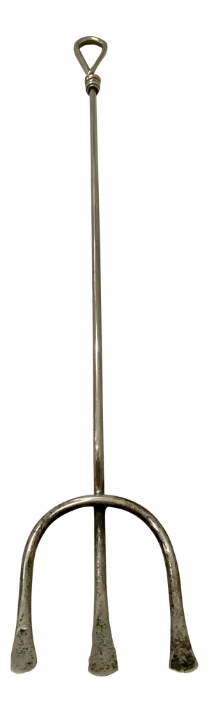 Mid 20th Century Hand Wrought Chrome Plated Steel Fireplace Log Fork