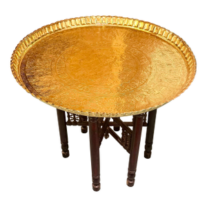 Early 20th Century Moorish-Style Brass Tray Table