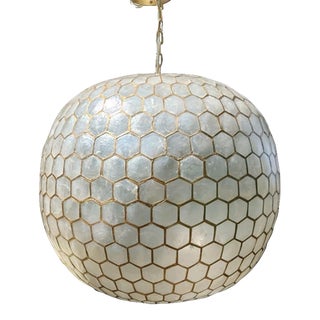 Contemporary Serena & Lily Capiz Honeycomb Pendant For Sale