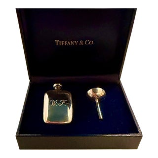 Tiffany & Co. Miniature Sterling Silver Traveling Perfume Flask and Funnel Set, Monogrammed W. F. For Sale