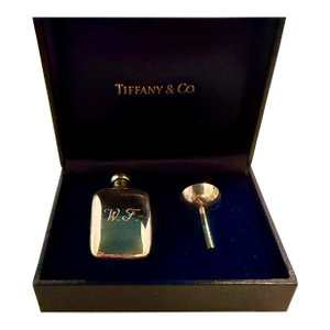 Tiffany & Co. Miniature Sterling Silver Traveling Perfume Flask and Funnel Set, Monogrammed W. F.