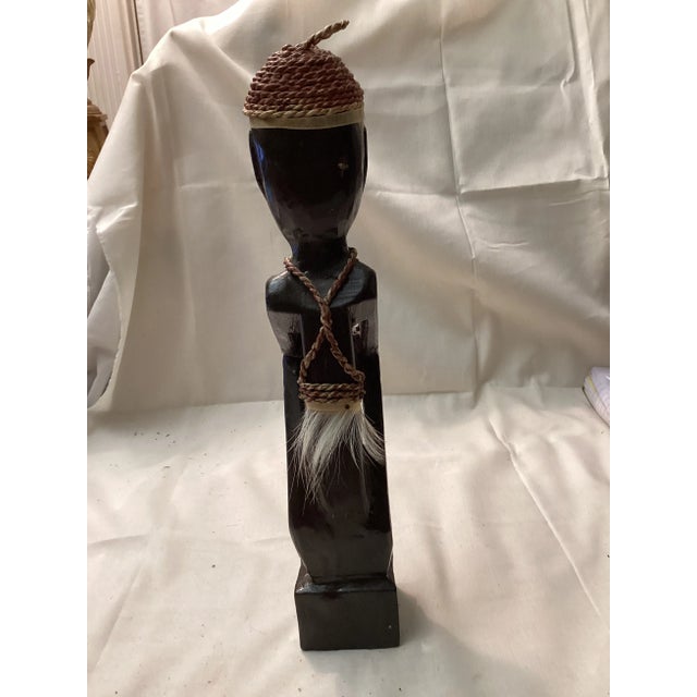 Vintage Hand Carved African Tribal Wooden Statue For Sale - Image 4 of 6