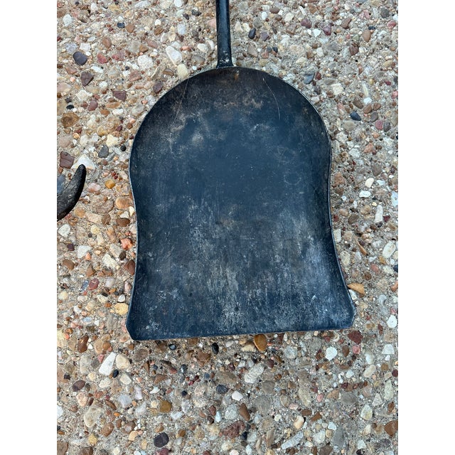Vintage Pilgrim Black Iron & Solid Brass Fireplace Tool Set For Sale In Dallas - Image 6 of 9