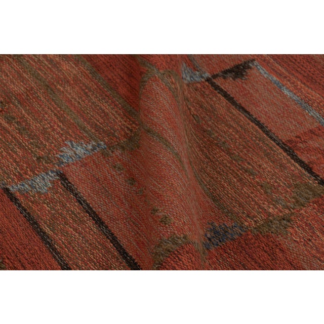 Textile Vintage Scandinavian Rug, Swedish Flatweave With Rust Red Geometry - Rug & Kilim For Sale - Image 7 of 8