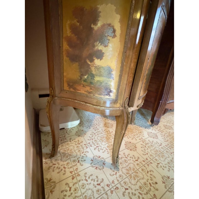 Antique French Louis XV Style Vernis Martin Vitrine Cabinet For Sale - Image 13 of 15