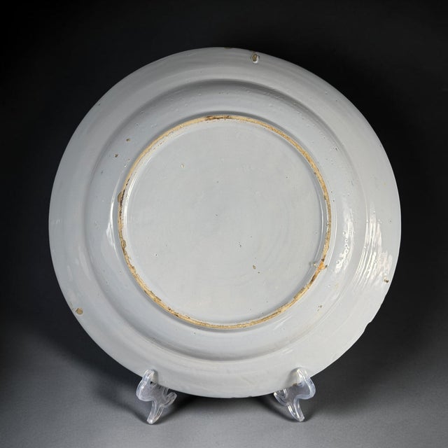 18th Century Blue and White Faience Charger in the style of Delft Kraak, Netherlands For Sale - Image 12 of 13