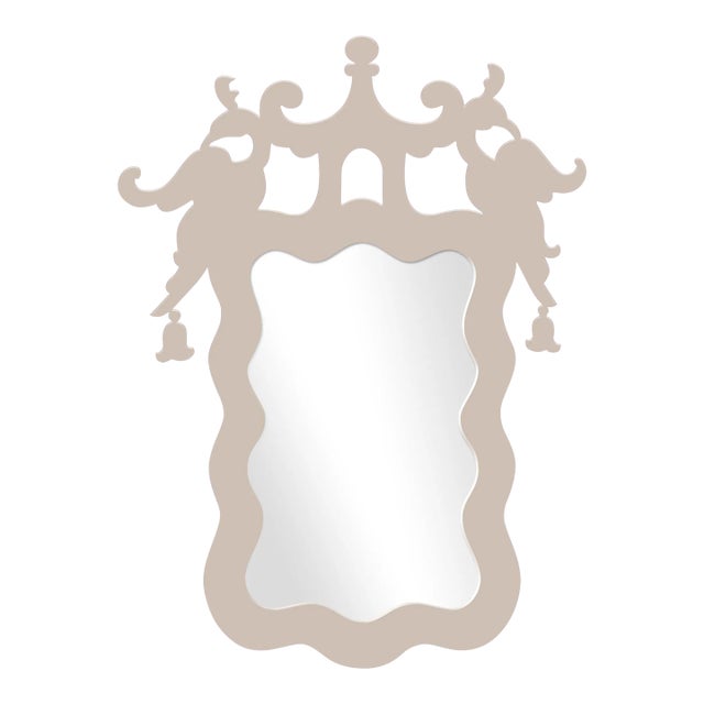 Fleur Home x Aldous Bertram Rococo Mirror in Elephant's Breath, 28x38 For Sale