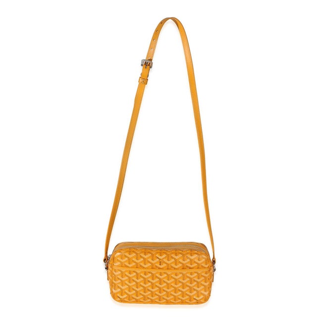 Yellow Yellow Goyardine Canvas Sac Cap Vert PM For Sale - Image 8 of 9