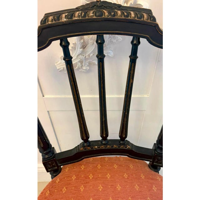 Antique Victorian Ebonised & Gilt Dining Chairs, 1880, Set of 4 For Sale - Image 11 of 18