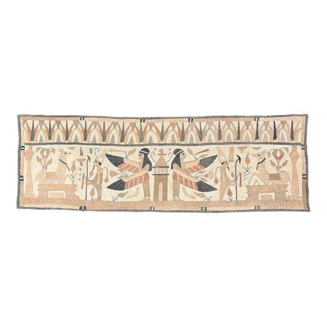 Vintage Hand-Stitched Egyptian Quilt Wall Hanging Tapestry For Sale