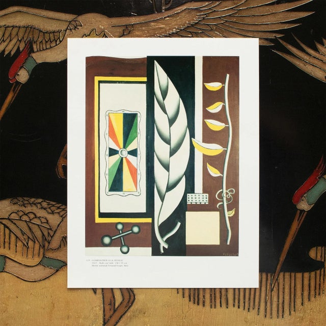 1990s 1990 After Fernand Leger "Composition in the Leaf", Full-Color Parisian Print For Sale - Image 5 of 9