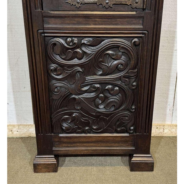 Oak Clock with Saint Gonery Motifs by Joseph Savina For Sale - Image 10 of 18
