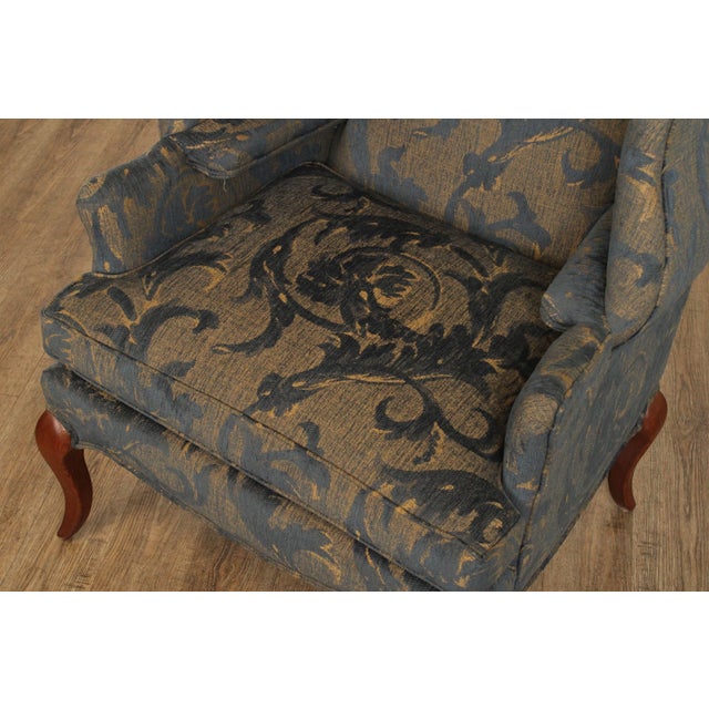 Brown Pearson French Style Pair of Custom Upholstered Wing Chairs For Sale - Image 8 of 12