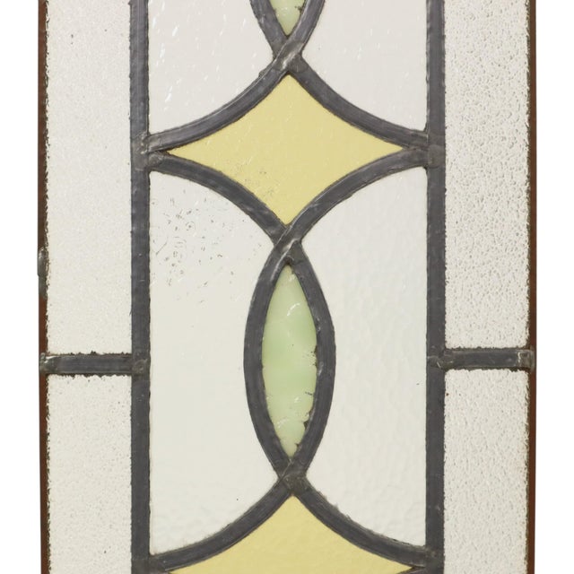 Metal Art Deco Geometric Stained Glass Window, Set of 2 For Sale - Image 7 of 15