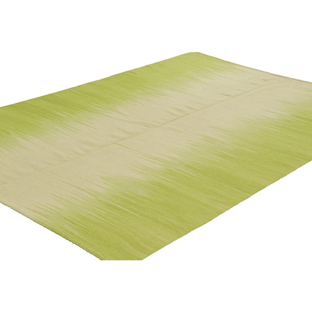 Rug & Kilim Rug & Kilim’s Contemporary Kilim in Beige & Green Stripes & Geometric Patterns For Sale - Image 4 of 7