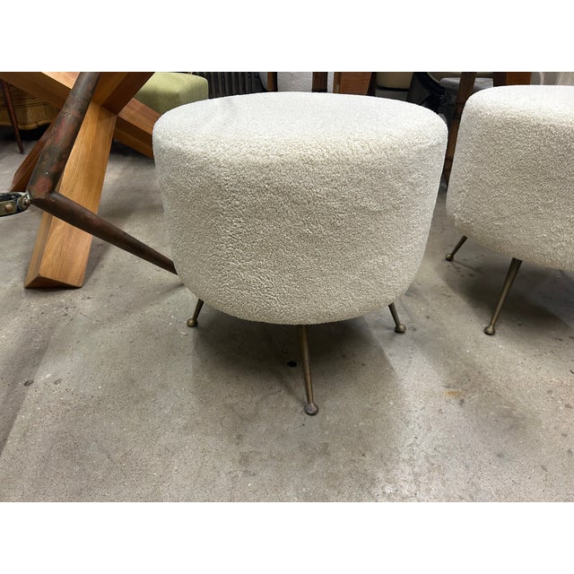 1950s Pair of Italian Modern Ottomans With Brass Legs | Chairish
