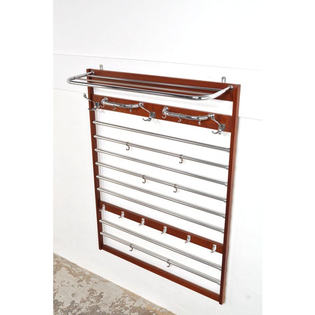 Large Mid-Century Mahogany Wall Coat Rack, 1960s For Sale - Image 4 of 11