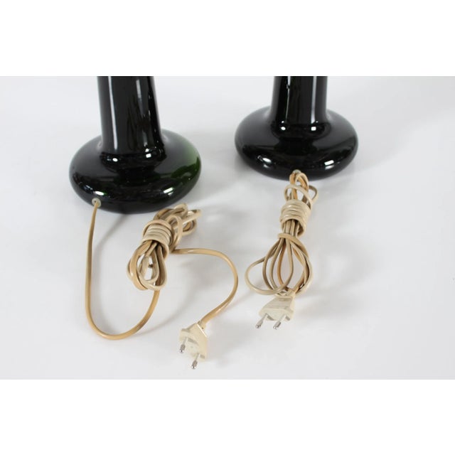 Holmegaard Hand-Blown Green Glass Granny Lamps by Michael Bang for Holmegaard, Denmark, 1970s, Set of 2 For Sale - Image 4 of 11