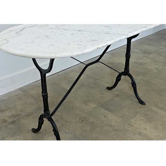 Metal Early 20th Century French Marble Top Capsule Shape Bistro Table For Sale - Image 7 of 11