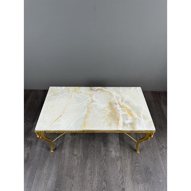 Metal 20th Century Gilt Bronze and Marble Coffee Table For Sale - Image 7 of 9