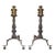 Pair 18th Century Turned Peened Brass Wrought Iron Georgian Andirons 1700's For Sale