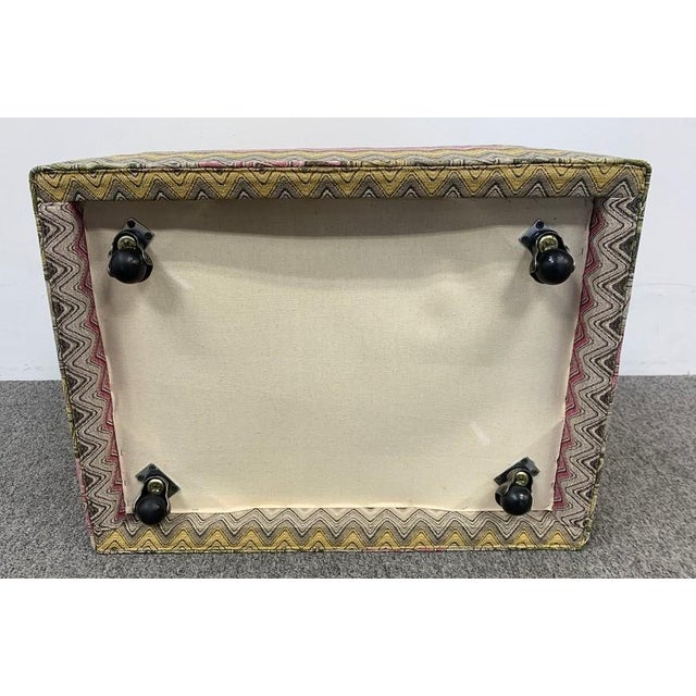 Upholstered Ottoman With Caster For Sale - Image 4 of 4