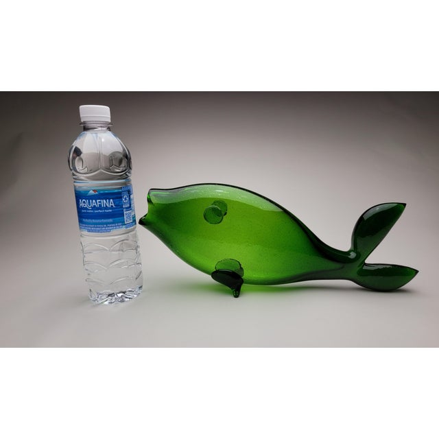 Green 1950s Mid Century Blenko Art Glass Fish For Sale - Image 8 of 18