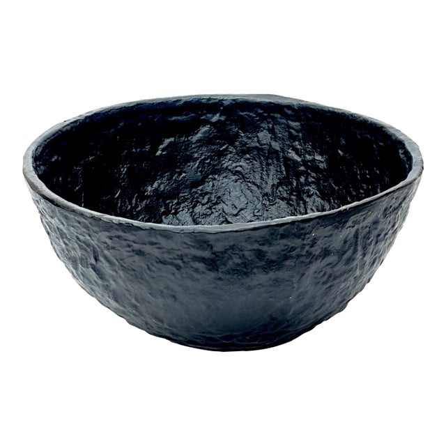 Oversized Limited Edition Black Ceramic Lava Ware Serving Bowl by Ikea For Sale