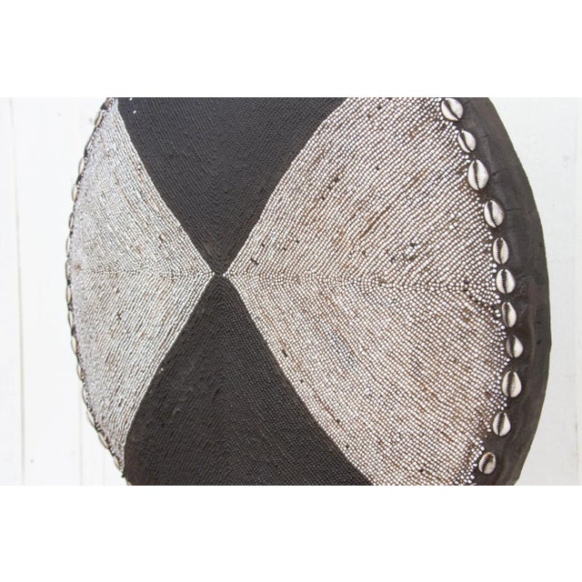 Black African Black & White Beaded Shield on Stand For Sale - Image 8 of 10
